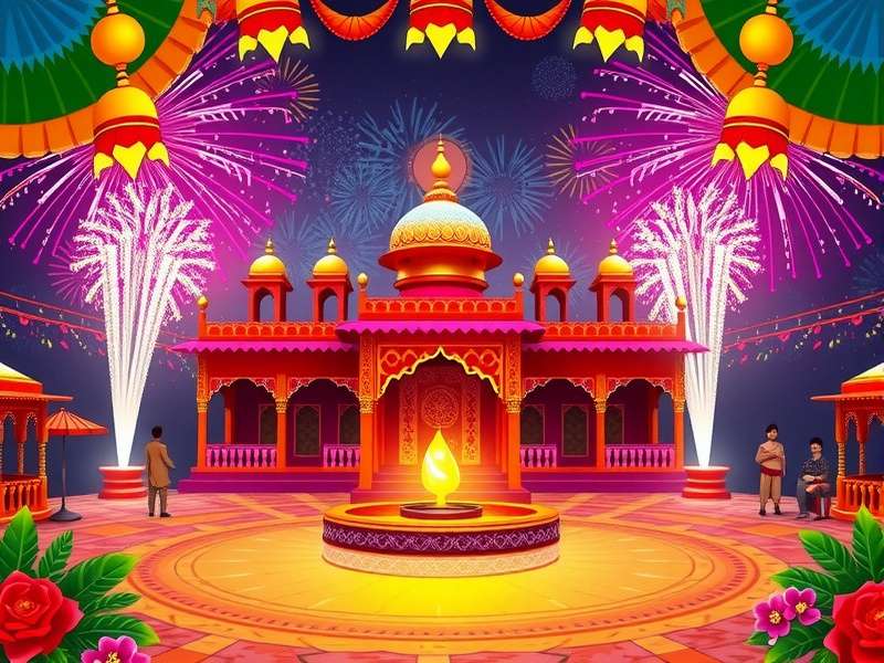 Arambol Rising Stars game screenshot showing vibrant Indian festival theme